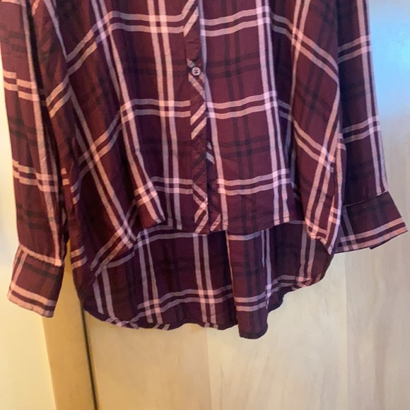 Maroon plaid longsleeve shirt with ruffles - Picture 2 of 4